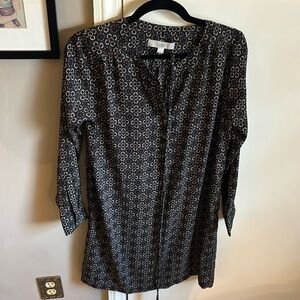 Loft, shift, long sleeved, shift dress. Gray/maroon patterned, size small